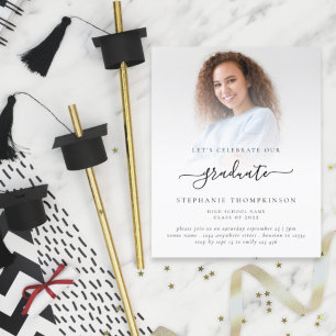 Papier Budget Minimaliste 2022 Grad Photo Invitation