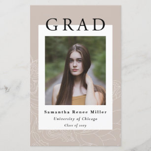 Papier Budget Minimaliste 2 Photo Graduation Invitation
