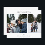 Papier Budget Minimaliste Deux photos Joyeux jours fériés<br><div class="desc">** LE PAPIER SATIN EST PAPIER MINCE. METTEZ À JOUR LE PAPIER POUR UN PAPIER PLUS ÉPAISSE, CARTE. A UNE OPTION POUR ENVELOPPES. *** Économisez de l'argent sur les invitations avec cette petite invitation qui a une option pour les enveloppes. Envoyez un peu de gaieté de vacances et un faire-part...</div>