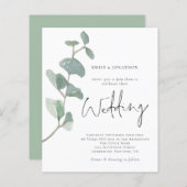 Papier Budget minimaliste Faire-part de mariage d'eucalyp (Devant / Derrière)