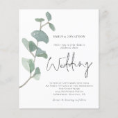 Papier Budget minimaliste Faire-part de mariage d'eucalyp (Devant)