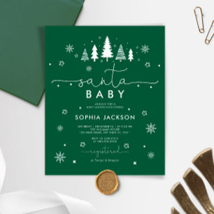 Papier Budget Minimaliste Green Père Noël Baby invitation