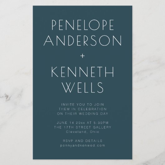 Papier Budget Minimaliste Moderne Noir Turquoise Mariage  (Devant)