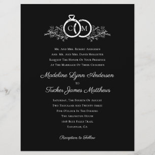 Papier Budget minimaliste noir Faire-part de mariage blan