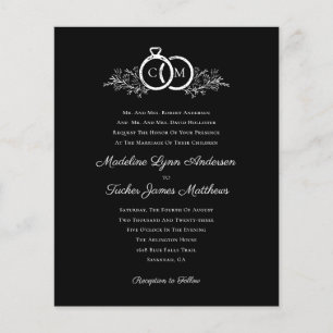 Papier Budget minimaliste noir Faire-part de mariage blan