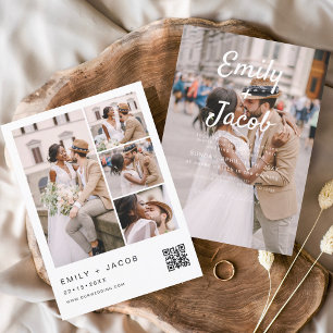 Papier Budget Minimaliste Photo Code QR Mariage blanc