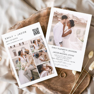 Papier Budget Minimaliste Photo Code QR Mariage blanc