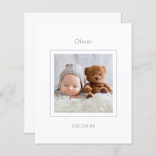 Papier Budget minime photo Faire-part de naissance bébé g (Devant / Derrière)