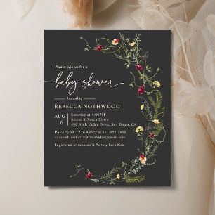 Papier Budget Minimum Boho Floral Baby shower Invitation