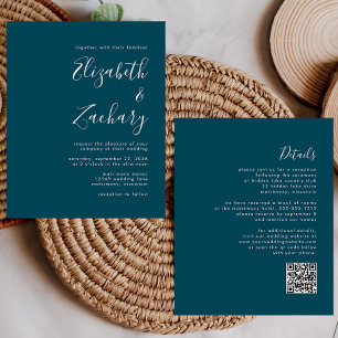 Papier Budget minimum Turquoise Code QR bleu invitation d