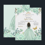 Papier Budget Mint Gold Princess Sweet 16 Invitation<br><div class="desc">Budget Elégant Monnaie Papillon Or Floral Princess Sweet 16 Invitation</div>