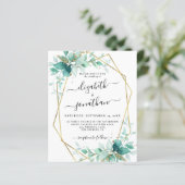 Papier Budget Mint Green Gold Faire-part de mariage (Debout devant)