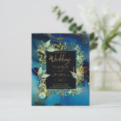 Papier BUDGET Minuit Bleue Or Vert Mariage Invite (Debout devant)