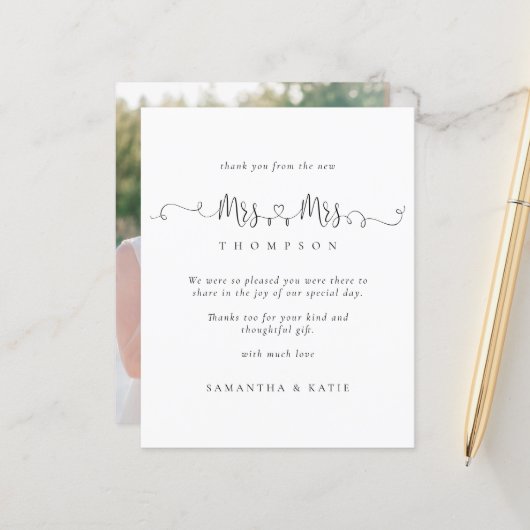 Papier Budget Mme Mme Rings Photo Mariage lesbienne Merci (Devant/Arrière en situation)