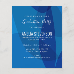 Papier Budget Mod Abstrait Blue Graduation Party Invitati