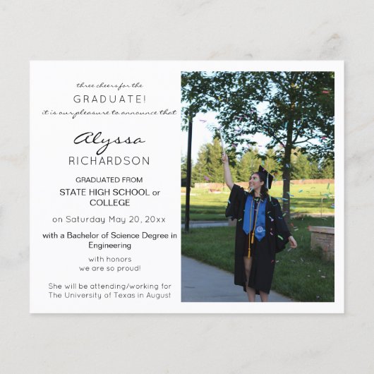 Papier Budget Mod Casquette 4 Diplôme photo Faire-part 2 (Dos)