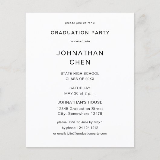 Papier Budget Mod Photo Graduation Party Vertical Dark (Dos)
