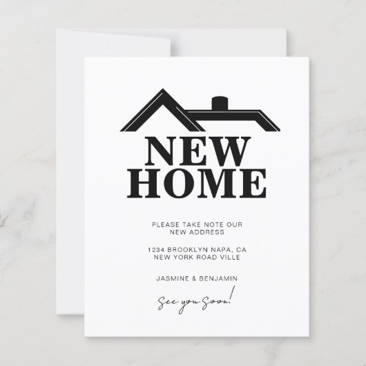 Papier BUDGET Modern Black and White We’ve Moved New Home (Devant)