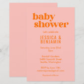 Papier Budget Modern Cute Pink Orange Baby Shower Invite (Devant / Derrière)