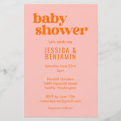 Papier Budget Modern Cute Pink Orange Baby Shower Invite (Devant)