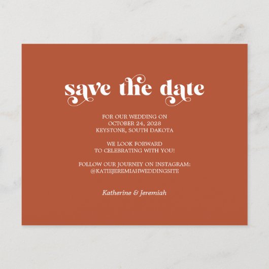 Papier Budget Modern Earth Tones Photo Enregistrer la dat (Dos)