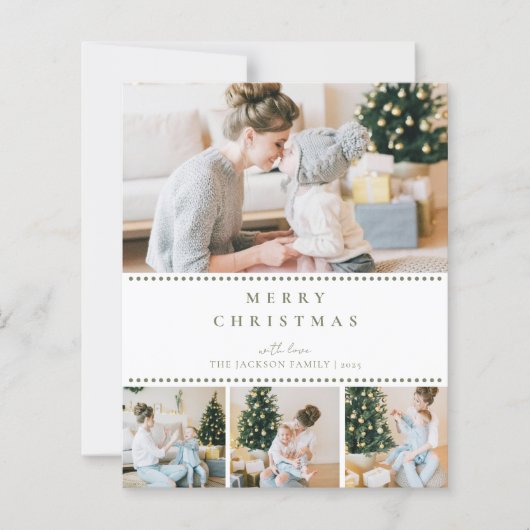 Papier BUDGET Modern Olive Green Multi Photo Christmas (Devant)