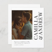 Papier Budget Modern Photo Code QR Faire-part de mariage (Devant / Derrière)