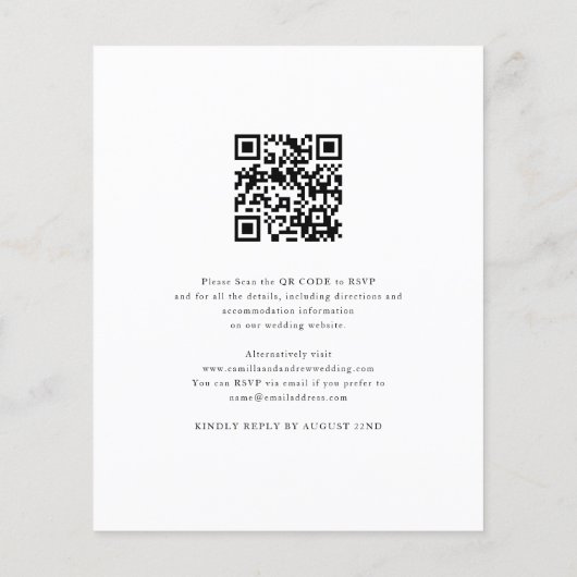 Papier Budget Modern Photo Code QR Faire-part de mariage (Dos)