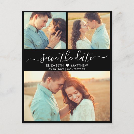 Papier Budget Modern Script Photo Black Enregistrer la da (Devant)