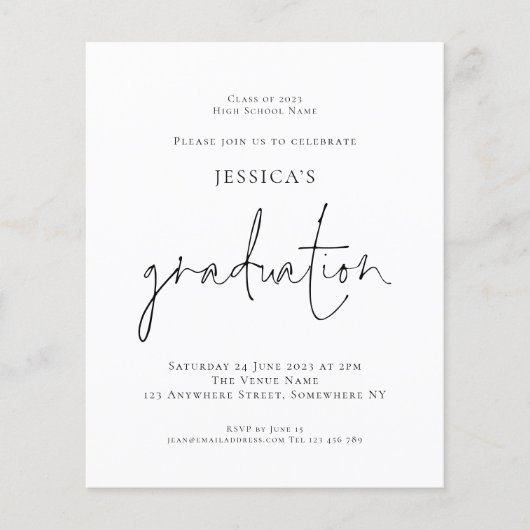 Papier Budget Modern Script Photo Grad 2024 Invitation de (Devant)