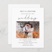 Papier Budget Modern Script Photo QR Code Mariage Invitat (Devant / Derrière)