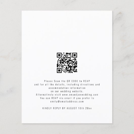 Papier Budget Modern Script Photo QR Code Mariage Invitat (Dos)