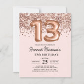 Papier Budget Moderne 13e anniversaire Rose Gold Party (Devant)