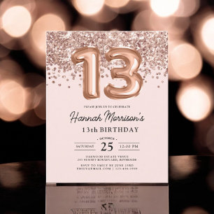 Papier Budget Moderne 13e anniversaire Rose Gold Party