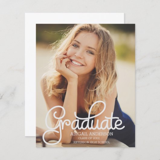 Papier BUDGET Moderne 2022 Photo Graduation Faire-part (Devant / Derrière)