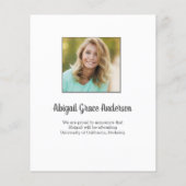 Papier BUDGET Moderne 2022 Photo Graduation Faire-part (Dos)