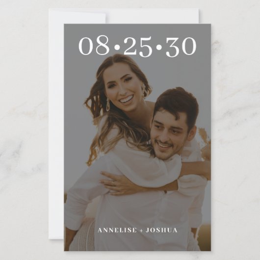 Papier Budget moderne 2 mariage photo enregistrer la date (Devant)