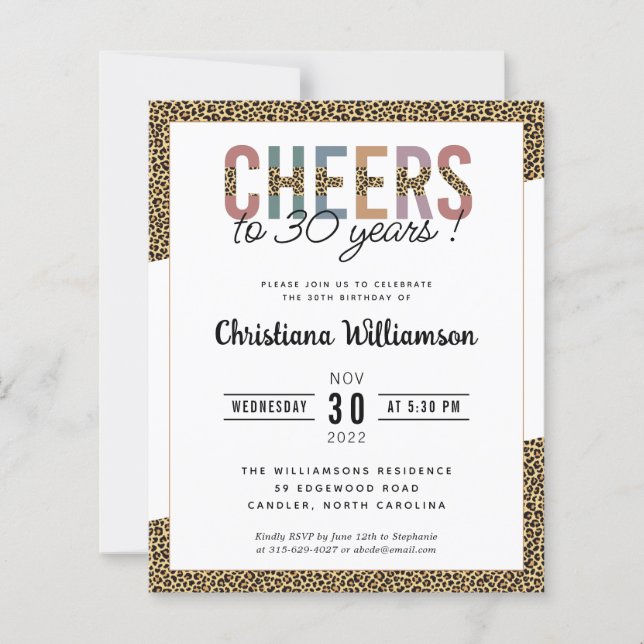 Papier Budget moderne 30e anniversaire Empreinte de léopa (Devant)