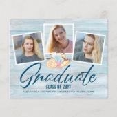 Papier Budget Moderne 3 Photo Plage Faire-part diplômée (Devant)