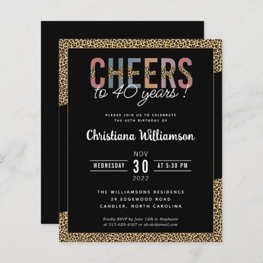 Papier Budget moderne 40e anniversaire Empreinte de léopa (Devant / Derrière)