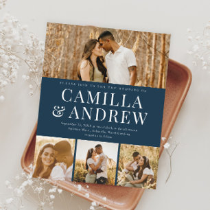 Papier Budget Moderne 4 Photo Elégant Mariage Invitation