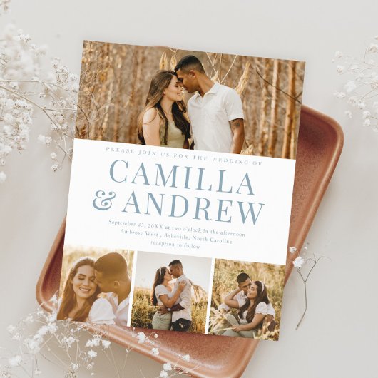 Papier Budget Moderne 4 Photo Elégant Mariage Invitation