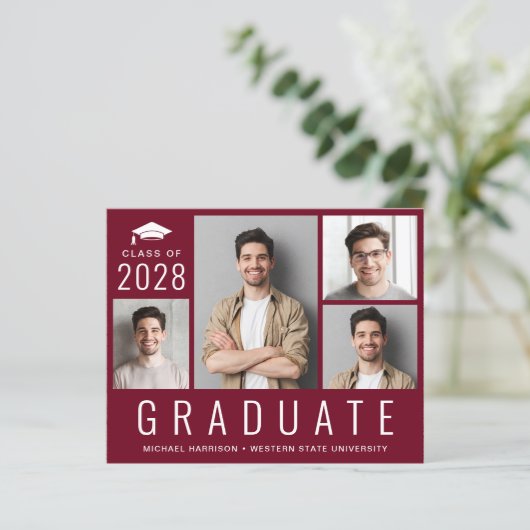 Papier Budget Moderne 4 Photo Faire-part de graduation (Debout devant)
