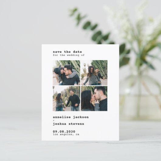 Papier Budget moderne 4 photos mariage enregistrer la dat (Debout devant)