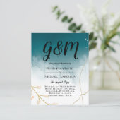 Papier BUDGET Moderne Abstrait mariage Turquoise or Invit (Debout devant)