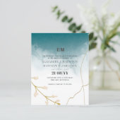 Papier BUDGET Moderne Abstrait mariage Turquoise or Invit (Debout devant)