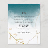 Papier BUDGET Moderne Abstrait mariage Turquoise or Invit (Devant)
