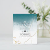 Papier BUDGET Moderne Abstrait mariage Turquoise or Invit (Debout devant)
