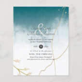 Papier BUDGET Moderne Abstrait mariage Turquoise or Invit (Devant)