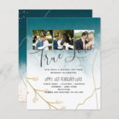 Papier BUDGET Moderne Abstrait mariage Turquoise or Invit (Devant / Derrière)